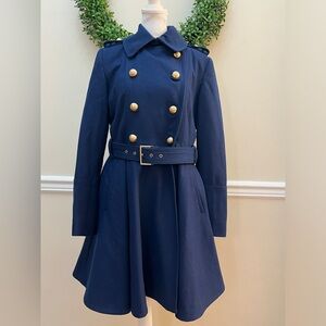 Vintage Miss Sixty Blue Button Coat with Belt. Size: M